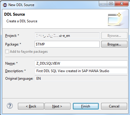 create DDL source document in SAP HANA Studio