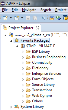 SAP HANA Studio with ABAP perspective in Eclipse