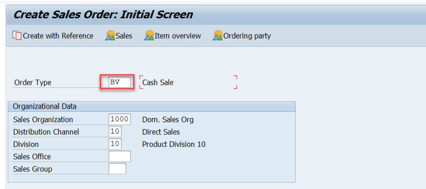 SAP现金销售订单（Cash Sales Order）